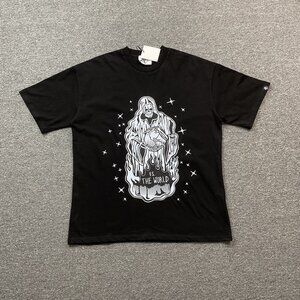 Warren Lotas Black Skull And Globe Print T Shirt
